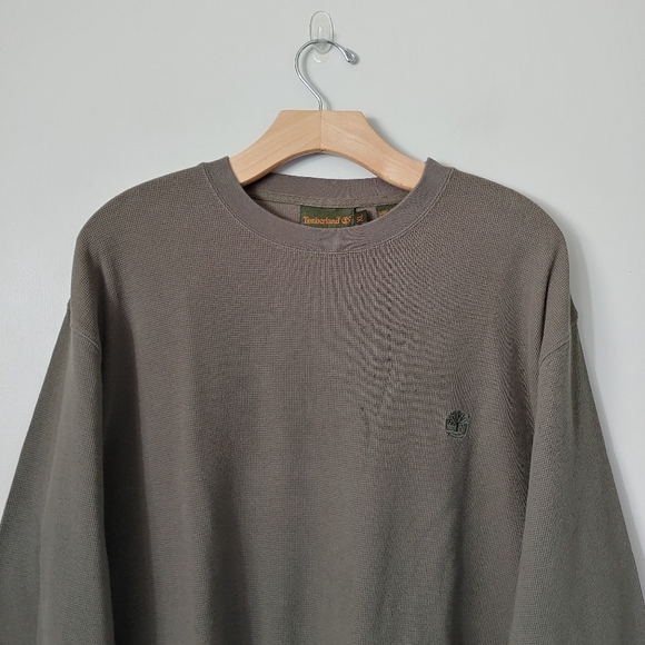 Timberland Waffle Crewneck Tee Long Sleeve Top Green Size XL - Picture 3 of 14